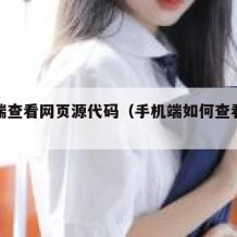 手机端查看网页源代码（手机端如何查看网页源码）