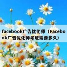 facebook广告优化师（Facebook广告优化师考证需要多久）