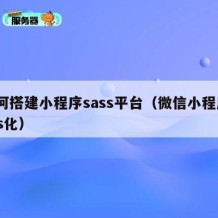 如何搭建小程序sass平台（微信小程序saas化）