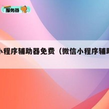 微信小程序辅助器免费（微信小程序辅助器免费版）