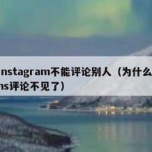 instagram不能评论别人（为什么ins评论不见了）