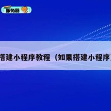 搭建小程序教程（如果搭建小程序）