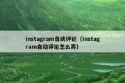 instagram自动评论（instagram自动评论怎么弄）