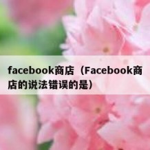 facebook商店（Facebook商店的说法错误的是）