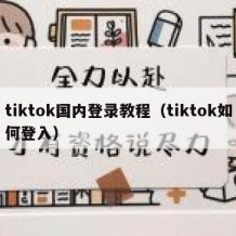 tiktok国内登录教程（tiktok如何登入）