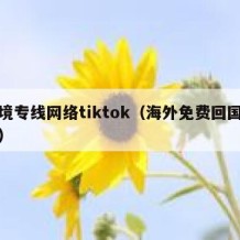 跨境专线网络tiktok（海外免费回国软件）