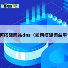 如何搭建网站dns（如何搭建网站平台）