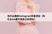 为什么我的instagram不能评论（为什么ins看不到自己的评论）