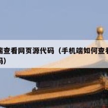 手机端查看网页源代码（手机端如何查看网页源代码）