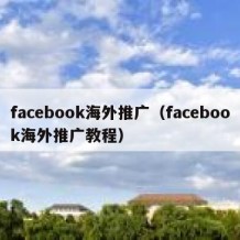 facebook海外推广（facebook海外推广教程）