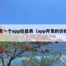 开发一个app价目表（app开发的价格清单）