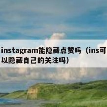 instagram能隐藏点赞吗（ins可以隐藏自己的关注吗）