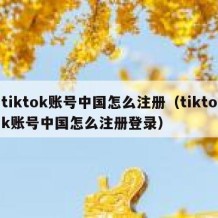 tiktok账号中国怎么注册（tiktok账号中国怎么注册登录）