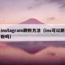 instagram刷粉方法（ins可以刷粉吗）