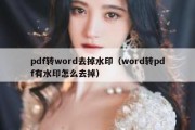 pdf转word去掉水印（word转pdf有水印怎么去掉）