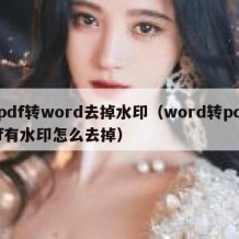 pdf转word去掉水印（word转pdf有水印怎么去掉）