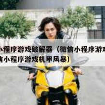 微信小程序游戏破解器（微信小程序游戏破解器微信小程序游戏机甲风暴）