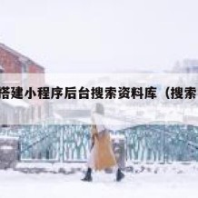 如何搭建小程序后台搜索资料库（搜索 小程序）