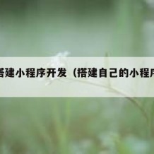 如何搭建小程序开发（搭建自己的小程序平台）