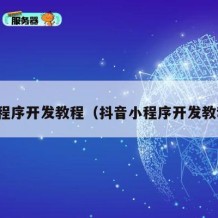 小程序开发教程（抖音小程序开发教程）