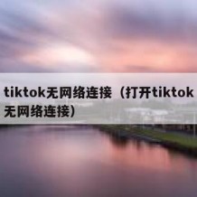 tiktok无网络连接（打开tiktok无网络连接）