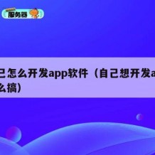 自己怎么开发app软件（自己想开发app怎么搞）
