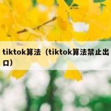 tiktok算法（tiktok算法禁止出口）