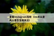 查看instagram互粉（ins怎么查两人是否互相关注）