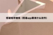 搭建程序赚钱（搭建app要用什么软件）