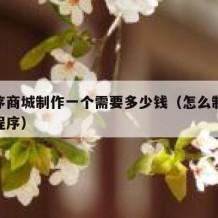 小程序商城制作一个需要多少钱（怎么制作微信小程序）