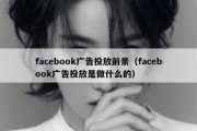 facebook广告投放前景（facebook广告投放是做什么的）