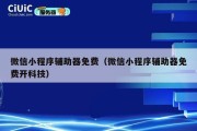 微信小程序辅助器免费（微信小程序辅助器免费开科技）