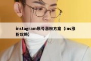 instagram账号涨粉方案（ins涨粉攻略）