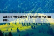 去水印小程序搭建教程（去水印小程序源码最新版）