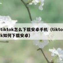 tiktok怎么下载安卓手机（tiktok如何下载安卓）