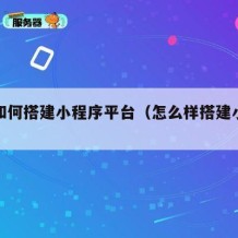 自己如何搭建小程序平台（怎么样搭建小程序）