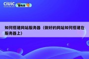 如何搭建网站服务器（做好的网站如何搭建在服务器上）