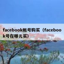 facebook帐号购买（facebook号在哪儿买）