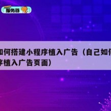 自己如何搭建小程序植入广告（自己如何搭建小程序植入广告页面）