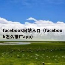 facebook网站入口（facebook怎么推广app）