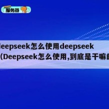 deepseek怎么使用deepseek（Deepseek怎么使用,到底是干嘛的）