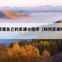如何搭建自己的卖课小程序（如何卖课程赚钱）