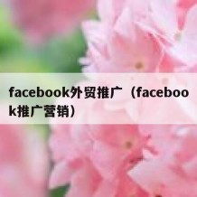 facebook外贸推广（facebook推广营销）