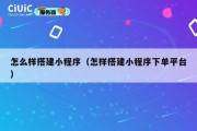 怎么样搭建小程序（怎样搭建小程序下单平台）