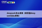 deepseek怎么使用（网页版deepseek怎么使用）