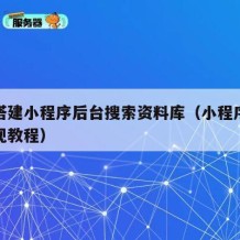 如何搭建小程序后台搜索资料库（小程序搜索框实现教程）