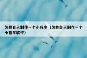 怎样自己制作一个小程序（怎样自己制作一个小程序软件）