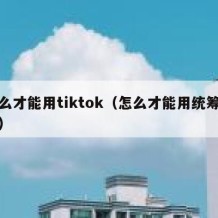 怎么才能用tiktok（怎么才能用统筹账户）