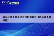 大三了还不会自己写代码怎么办（大三还不会编程）