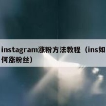 instagram涨粉方法教程（ins如何涨粉丝）